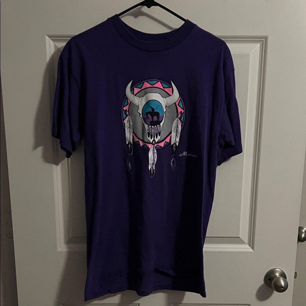 Gildan Purple Graphic Tee with Dreamcatcher Design